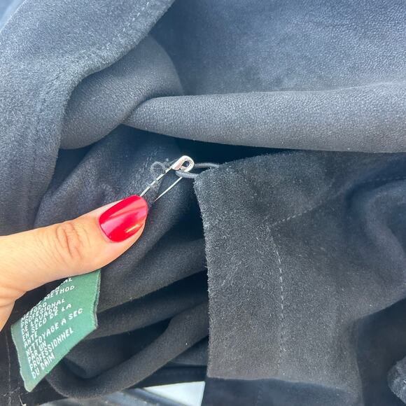 Vintage Y2K Ralph Lauren Suede Leather Wrap Long Sleeve Top Black Medium - Picture 8 of 11